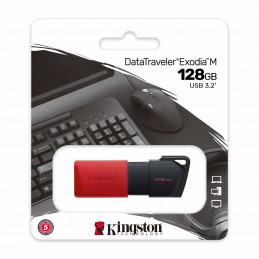 Kingston Technology DataTraveler Exodia M USB-muisti 128 GB USB A-tyyppi 3.2 Gen 1 (3.1 Gen 1) Musta, Punainen