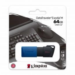 Kingston Technology DataTraveler Exodia M USB-muisti 64 GB USB A-tyyppi 3.2 Gen 1 (3.1 Gen 1) Musta, Sininen