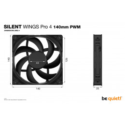 be quiet! SILENT WINGS PRO 4 | 140mm PWM Tietokonekotelo Tuuletin 14 cm Musta 1 kpl