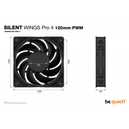 be quiet! SILENT WINGS PRO 4 | 120mm PWM Tietokonekotelo Tuuletin 12 cm Musta 1 kpl
