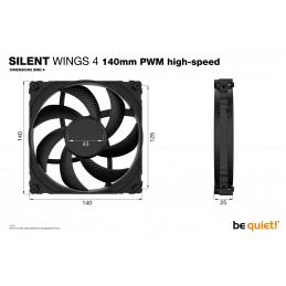 be quiet! SILENT WINGS 4 | 140mm PWM Tietokonekotelo Tuuletin 14 cm Musta 1 kpl