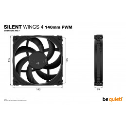 be quiet! SILENT WINGS 4 | 140mm PWM Tietokonekotelo Tuuletin 14 cm Musta 1 kpl