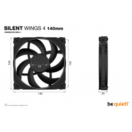 be quiet! SILENT WINGS 4 | 140mm Tietokonekotelo Tuuletin 14 cm Musta 1 kpl