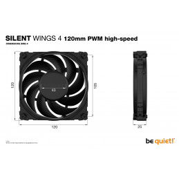 be quiet! SILENT WINGS 4 | 120mm PWM Tietokonekotelo Tuuletin 12 cm Musta 1 kpl