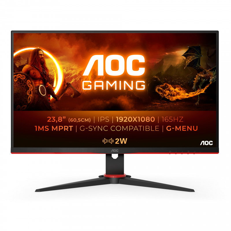 AOC 24G2SPU BK tietokoneen litteä näyttö 60,5 cm (23.8") 1920 x 1080 pikseliä Full HD Musta, Punainen