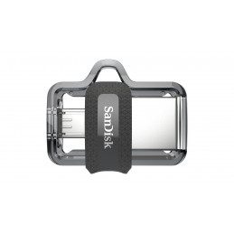 SanDisk Ultra Dual m3.0 USB-muisti 32 GB USB Type-A   Micro-USB 3.2 Gen 1 (3.1 Gen 1) Musta, Hopea, Läpinäkyvä