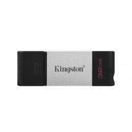 Kingston Technology DataTraveler 80 USB-muisti 32 GB USB Type-C 3.2 Gen 1 (3.1 Gen 1) Musta, Hopea