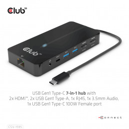 CLUB3D CSV-1595 keskitin USB 3.2 Gen 1 (3.1 Gen 1) Type-C