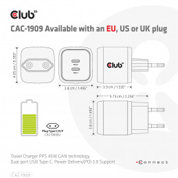 CLUB3D CAC-1909EU virtalähdeyksikkö 45 W