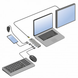 ACT AC7025 kannettavien tietokoneiden telakka ja porttitoistin Telakointi USB 3.2 Gen 2 (3.1 Gen 2) Type-C Harmaa