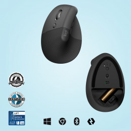 Logitech Lift hiiri Vasenkätinen RF Wireless + Bluetooth Optinen 4000 DPI