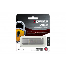 Kingston Technology DataTraveler Locker+ G3 USB-muisti 128 GB USB A-tyyppi 3.2 Gen 1 (3.1 Gen 1) Hopea