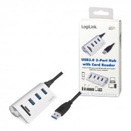 LogiLink CR0045 keskitin USB 3.2 Gen 1 (3.1 Gen 1) Type-A 5000 Mbit s Hopea