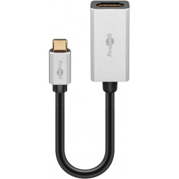 Goobay 60194 videokaapeli-adapteri 0,15 m USB Type-C HDMI Musta, Hopea