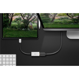 Goobay 60194 videokaapeli-adapteri 0,15 m USB Type-C HDMI Musta, Hopea