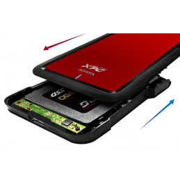 ADATA EX500 HDD- SSD-kotelo Musta, Punainen 2.5"