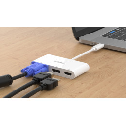 D-Link DUB-V310 kannettavien tietokoneiden telakka ja porttitoistin Langallinen USB 3.2 Gen 1 (3.1 Gen 1) Type-C Valkoinen