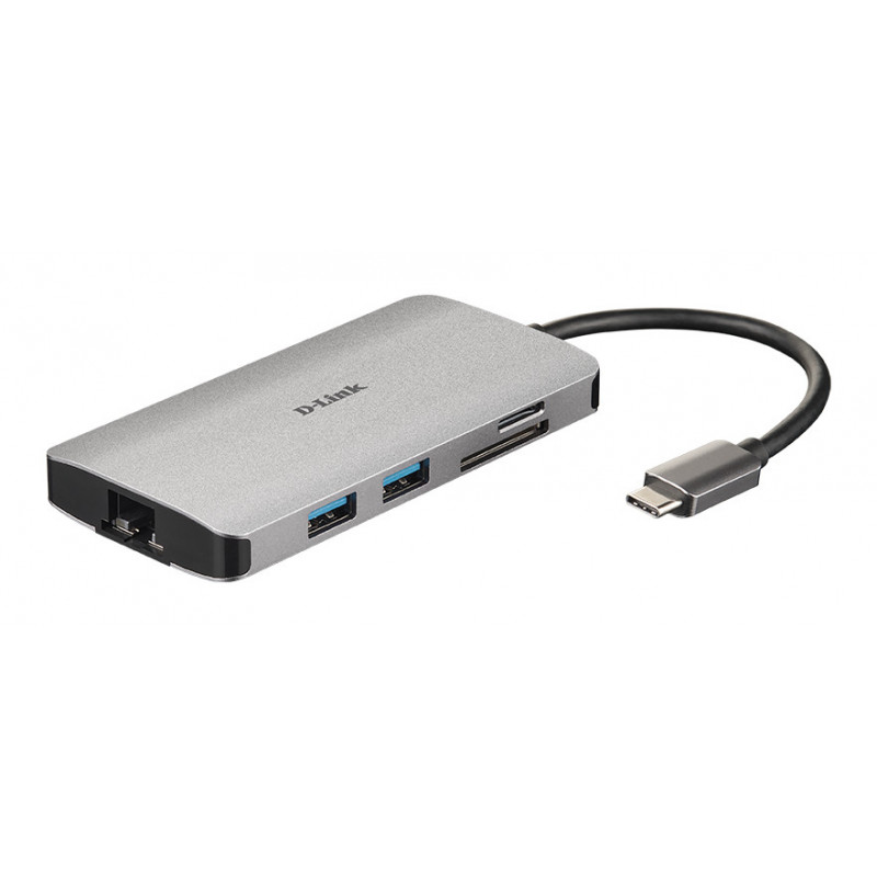 D-Link DUB-M810 kannettavien tietokoneiden telakka ja porttitoistin Langallinen Thunderbolt 3 Hopea