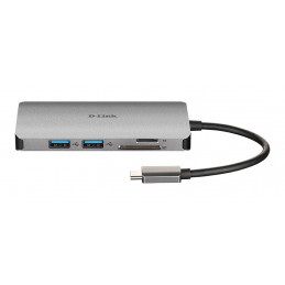 D-Link DUB-M810 kannettavien tietokoneiden telakka ja porttitoistin Langallinen Thunderbolt 3 Hopea