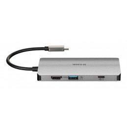 D-Link DUB-M810 kannettavien tietokoneiden telakka ja porttitoistin Langallinen Thunderbolt 3 Hopea