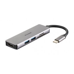 D-Link DUB-M530 kannettavien tietokoneiden telakka ja porttitoistin Langallinen USB 3.2 Gen 1 (3.1 Gen 1) Type-C Alumiini, Musta