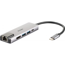 D-Link DUB-M520 kannettavien tietokoneiden telakka ja porttitoistin Langallinen Thunderbolt 3 Alumiini, Musta