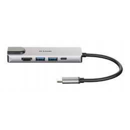 D-Link DUB-M520 kannettavien tietokoneiden telakka ja porttitoistin Langallinen Thunderbolt 3 Alumiini, Musta