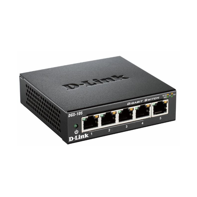 D-Link DGS-105 Hallitsematon L2 Gigabit Ethernet (10 100 1000) Musta