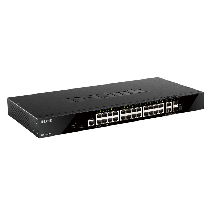 D-Link DGS-1520-28 verkkokytkin Hallittu L3 10G Ethernet (100 1000 10000) 1U Musta