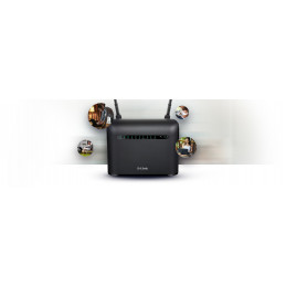 D-Link AC1200 langaton reititin Gigabitti Ethernet Kaksitaajuus (2,4 GHz 5 GHz) 4G Musta