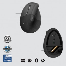 Logitech Lift for Business hiiri Vasenkätinen RF Wireless + Bluetooth Optinen 4000 DPI
