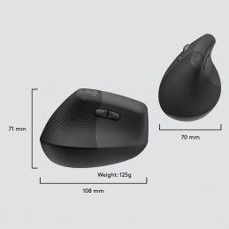 Logitech Lift for Business hiiri Vasenkätinen RF Wireless + Bluetooth Optinen 4000 DPI