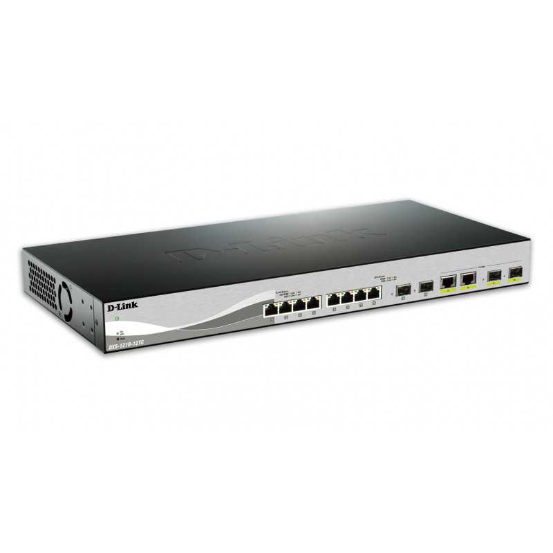 D-Link DXS-1210-12TC verkkokytkin Hallittu L2 10G Ethernet (100 1000 10000) 1U Musta, Hopea