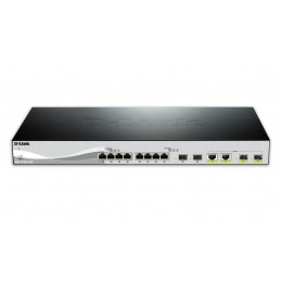 D-Link DXS-1210-12TC verkkokytkin Hallittu L2 10G Ethernet (100 1000 10000) 1U Musta, Hopea