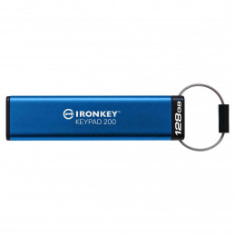 Kingston Technology IronKey Keypad 200 USB-muisti 128 GB USB A-tyyppi 3.2 Gen 1 (3.1 Gen 1) Sininen