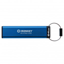 Kingston Technology IronKey Keypad 200 USB-muisti 64 GB USB A-tyyppi 3.2 Gen 1 (3.1 Gen 1) Sininen