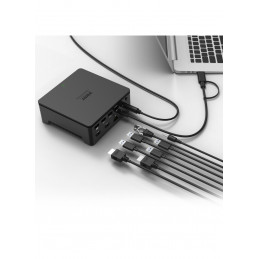 Port Designs 901908-W-EU kannettavien tietokoneiden telakka ja porttitoistin Langallinen USB 3.2 Gen 1 (3.1 Gen 1) Type-A Musta