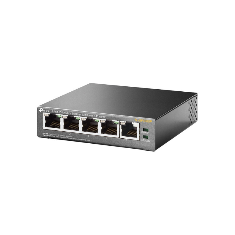 TP-LINK TL-SF1005P Hallitsematon Fast Ethernet (10 100) Power over Ethernet -tuki Musta