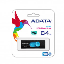 ADATA UV320 USB-muisti 64 GB USB A-tyyppi 3.2 Gen 1 (3.1 Gen 1) Musta, Sininen