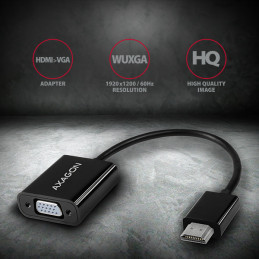 Axagon RVH-VGN videokaapeli-adapteri 0,17 m HDMI-tyyppi A (vakio) VGA (D-Sub) Musta