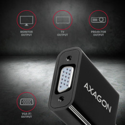 Axagon RVH-VGN videokaapeli-adapteri 0,17 m HDMI-tyyppi A (vakio) VGA (D-Sub) Musta