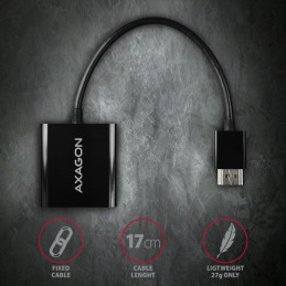 Axagon RVH-VGN videokaapeli-adapteri 0,17 m HDMI-tyyppi A (vakio) VGA (D-Sub) Musta