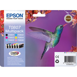 Epson Hummingbird Monipakkaus, 6 väriä T0807 Claria Photographic -muste