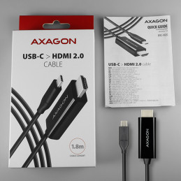 Axagon RVC-HI2C videokaapeli-adapteri 1,8 m USB Type-C HDMI Musta