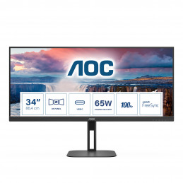 AOC V5 U34V5C BK tietokoneen litteä näyttö 86,4 cm (34") 3440 x 1440 pikseliä UltraWide Quad HD LCD Musta