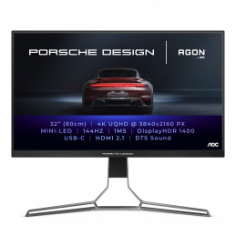 AOC Porsche PD32M LED display 80 cm (31.5") 3840 x 2160 pikseliä 4K Ultra HD IPS Musta, Harmaa