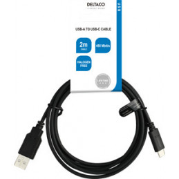 Deltaco USBC-1006-LSZH USB-kaapeli 2 m USB 2.0 USB A Musta