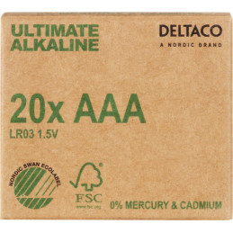 Deltaco ULTB-LR03-20P kotitalousparisto Kertakäyttöinen akku AAA Alkali
