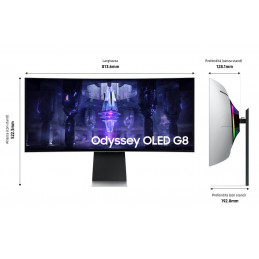 Samsung Odyssey Neo G8 LS34BG850SUXEN tietokoneen litteä näyttö 86,4 cm (34") 3440 x 1440 pikseliä UltraWide Quad HD OLED Hopea