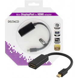 Deltaco DP-HDMI25-K videokaapeli-adapteri 0,2 m Mini DisplayPort HDMI Musta